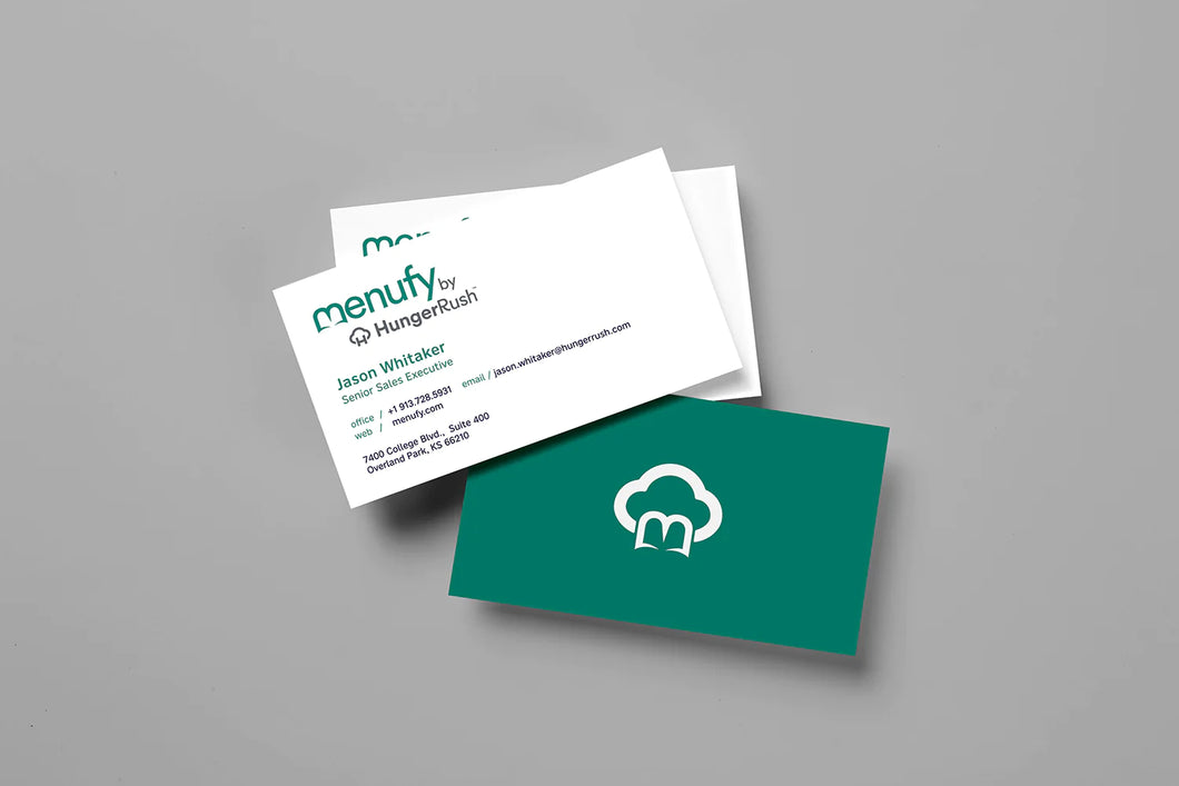HungerRush Menufy Employee Business Cards - 18PT C1S With NO Coating
