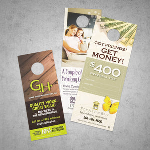 4.25" X 11" Die Cut Door Hangers on 14PT Uncoated